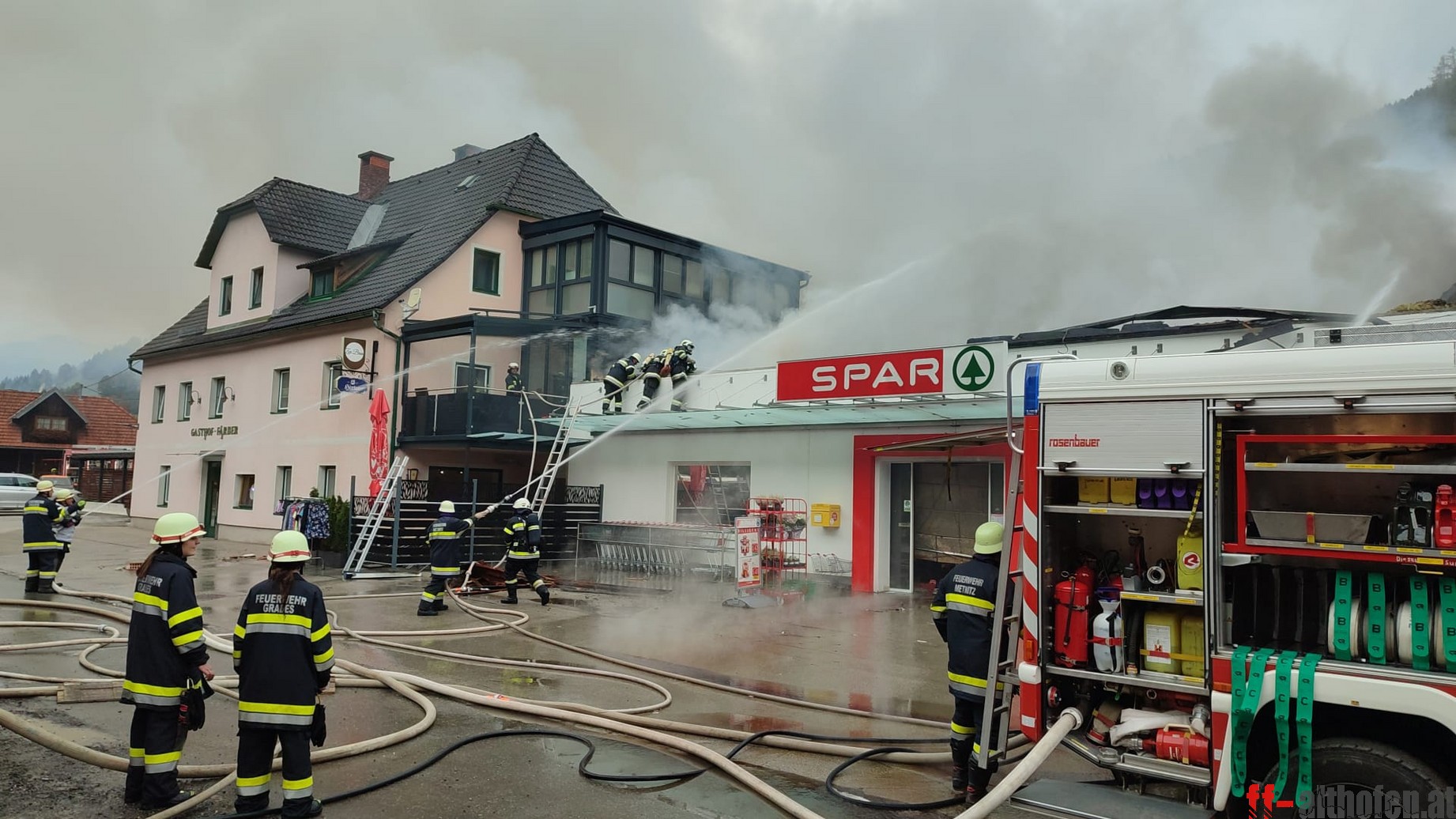 Supermarkt in Metnitz brennt nieder.